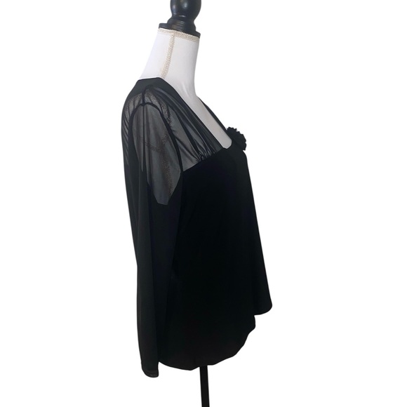 1990’s Vintage Susan Lawerence Square Neck Black 3D Floral Shirt Blouse XL Fairy - Picture 4 of 10